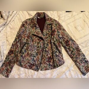 Free People Tapestry Pink and Green Floral Suit Jacket